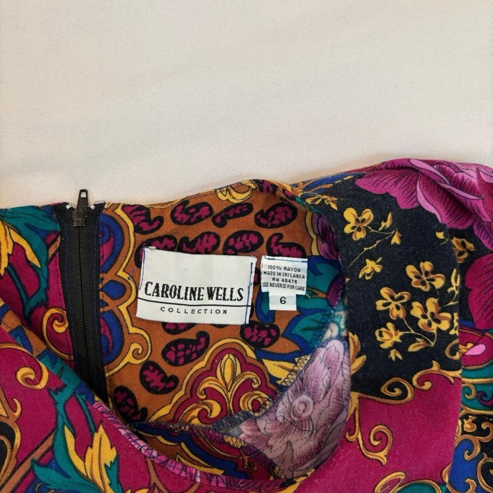 Vibrant Multicolored Paisley Patchwork Dress With… - image 7